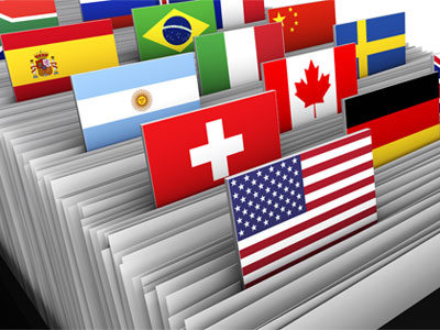 Flags of different countries and files